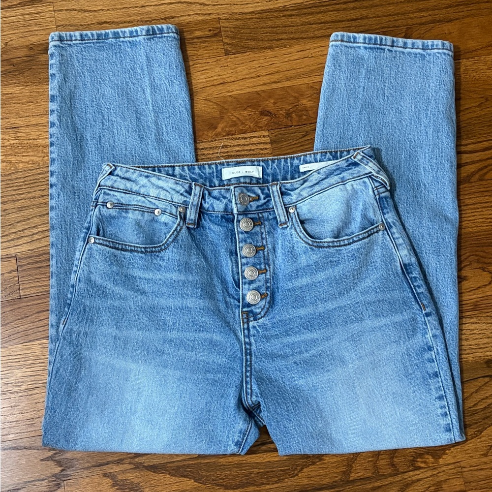 Cleo + Wolf Medium Ankle Denim Button-Fly Jeans 29